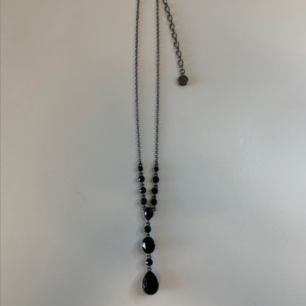 Black & Silver Givency Necklace with Pendant Drop